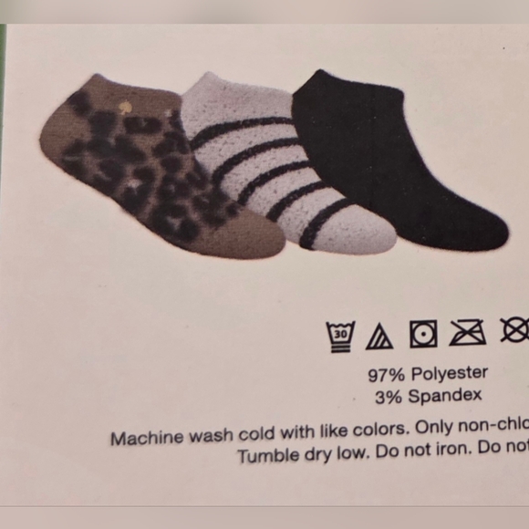 Kate Spade 3 Pack Cozy Low Cuts Leopard, Stripe And Black Socks Set, NIB - Picture 3 of 4